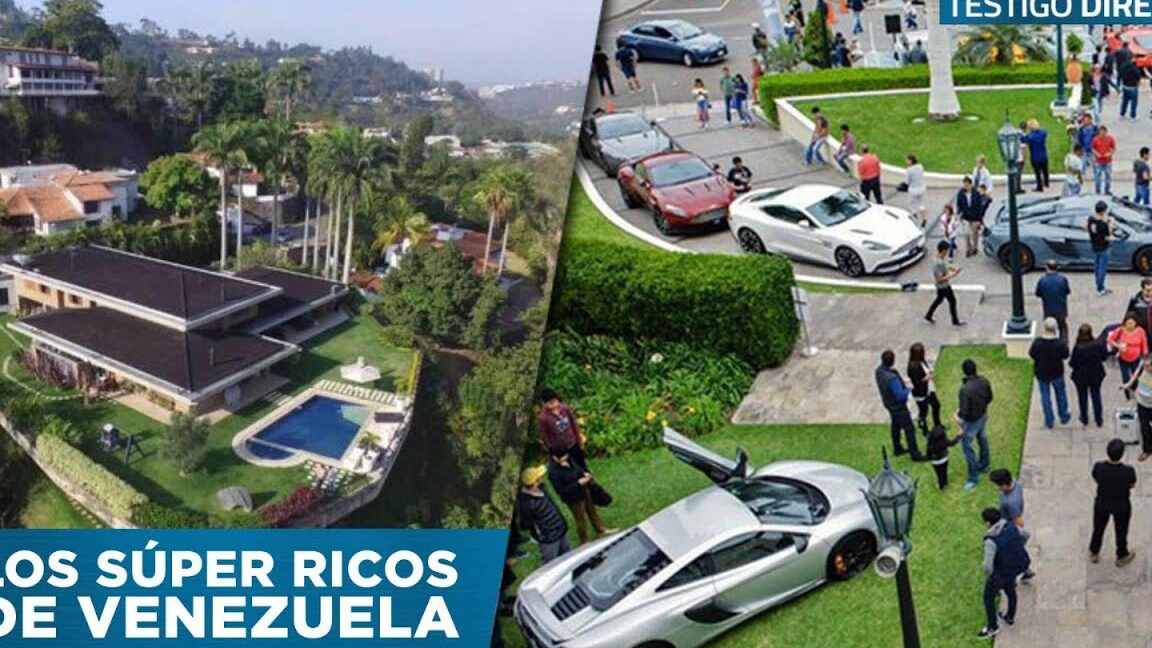 Vista aérea de una mansión con piscina y un encuentro de autos deportivos que ilustra Descubre cuánto gana un empresario en Argentina: sueldos millonarios al descubierto
