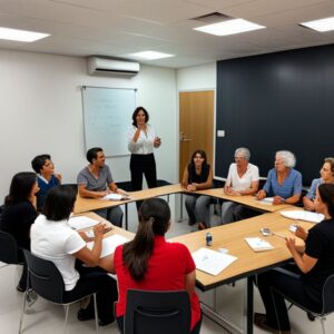 Imagen de un grupo de personas en un salón de clases